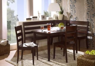 Madrid Espresso dining set corner bench breakfast Nook chairs and