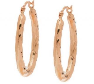 Oval Polished Twist Design Hoop Earrings 14K Gold —