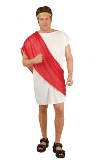 Red Toga Adult Roman Mens Couples Halloween Costume XL
