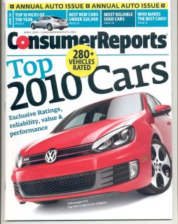 Consumer Reports Magazine   April 2010   Annual Auto Issue, 2010