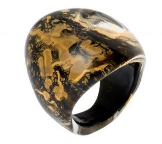 Bold Oval Murano Glass Ring with 18K GoldFoil —