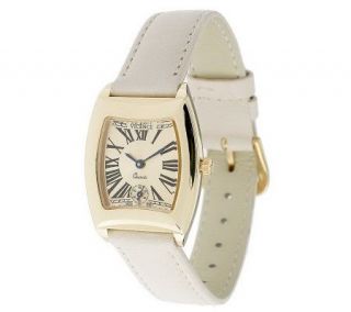 Vicence Ladies Leather Strap Watch 14K Gold —