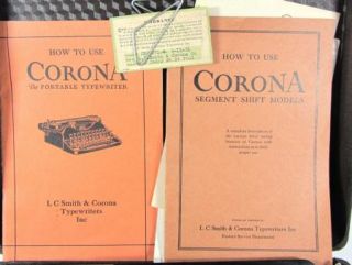  1931 L. C. Smith & Corona Portable Typewriter Pamphlets Cleaning Tools