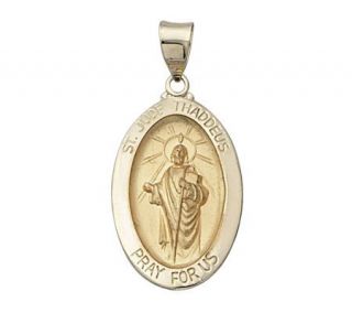 14K Yellow Gold 1 1/4 Oval Saint Jude Medal —