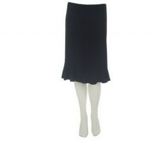 Susan Graver Solid Liquid Knit Skirt with Godets & Elastic Waist