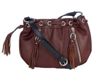 Makowsky Glove Leather Rounded Crossbody Bag w/ZipperAccents