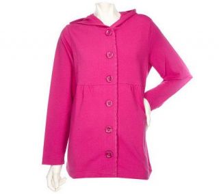 Sport Savvy Stretch French Terry Hooded Jacket w/ Lace Detail
