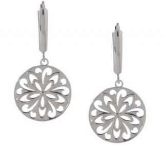 EternaGold Flower Design Lever Back Earrings 14K White Gold — 