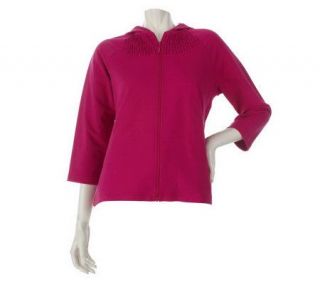 Sport Savvy Stretch French Terry Hooded Jacket with Smocking Detail 