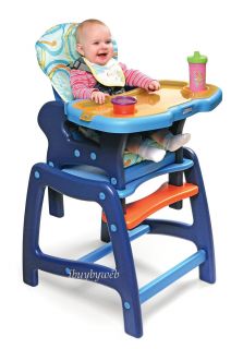 Envee Infant Baby High Chair with Convertible Playtable Blue Orange