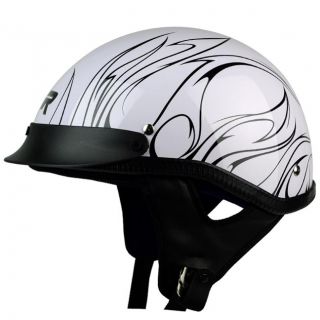 PGR B31 Convict White Black Motorcycle Dot Approved Half Helmet