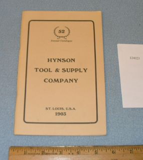 Hyson Tool & Supply Co. Coopers Barrel Making Tools 1903 Catalog 1980