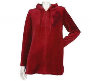 LifeStyle by Legacy Velour Embellished Tunic Length Hoodie   A95550