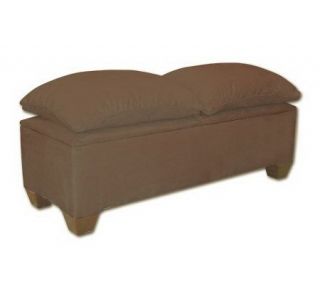 Ultrasuede Double Pillow Top Storage Bench —