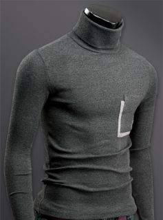  Pockets Mens Polo Neck Sweater Cotton Warm Turtleneck US Sz s M