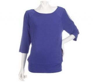 Susan Graver Liquid Knit Split Sleeve Top with Banded Bottom