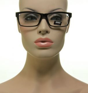 Cool Fashion Nerd Glasses Rectangle Black Frame Clear Lens Eyeglasses