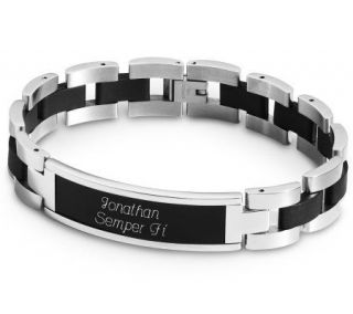 Things Remembered Black and Silver ID Bracelet   H186354