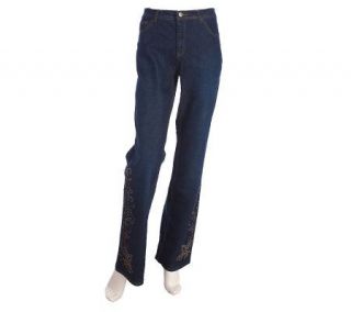 Grand Ole Opry Studded Fleur De Lis Bootcut Jeans —