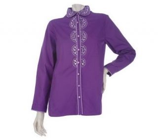 Bob Mackies Heart of My Heart Embroidered and Jeweled Shirt