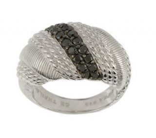 Judith Ripka Sterling Pave Diamonique Textured Band Ring —