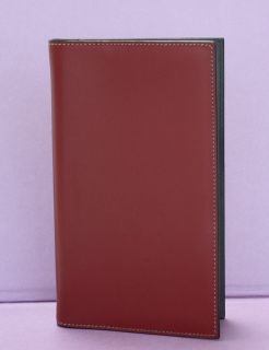 HERMES Leather Agenda Cover w/ Address Book Brick Red Checkbook Purse
