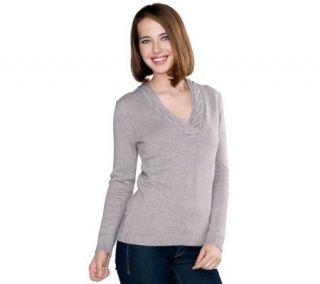 Liz Claiborne New York Crossover V Neck Sweater w/Cable Detail