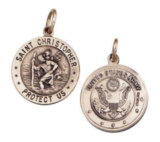 Sterling Saint Christopher/ Army Emblem Medal Charm —