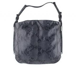 Anne Klein Soft Python Embossed Leather Slouchy Hobo Bag —