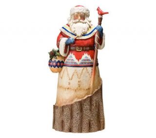 Jim Shore Heartwood Creek Lodge Santa with Cardinal Figurine