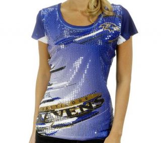 NFL Ravens Womens Sublimated Sequin T Shirt —