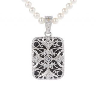 Tacori IV Diamonique Epiphany Cultured Pearl & Onyx Necklace
