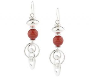 Dominique Dinouart Artisan Crafted Sterling Red Agate Earrings