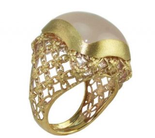 Gold Expressions 14K Yellow Gold Rose Quartz Cabochon Ring —
