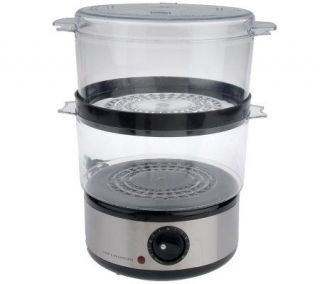 CooksEssentials Stainless Steel 2 Tier Mini Steamer with Timer