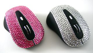 Wireless Pink Silver Crystal USB Computer Mice Mouse