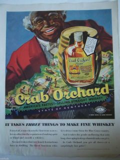1935 Crab Orchard Kentucky Straight Whiskey Black Americana Man as Is