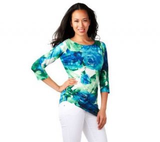 Mark of Style by Mark Zunino Dolman Sleeve Floral Print Knit Top