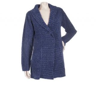Denim & Co. Chenille Long Sleeve One Button Cardigan —