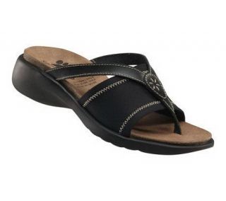 Spring Step Ibiza Stretch Fabric Band/Leather Thong Sandals — 