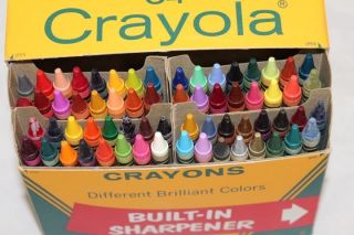 Vtg 1960s Box of 64 Crayola Crayons w Built in Sharpener Mint 1012D10