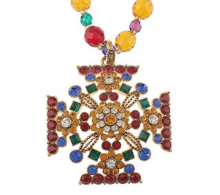 Joan Rivers Beaded Necklace w/Maltese Cross Enhancer —
