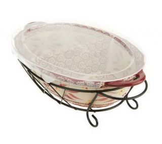 Temp tations Old World Large Split Oval Baker with Wire Rack