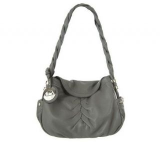 Makowsky Ruched Glove Leather Flap Hobo with Braided Strap   A98168