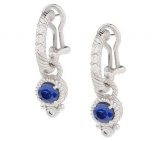 Judith Ripka Sterling Lab Created Sapphire Charm Earrings —