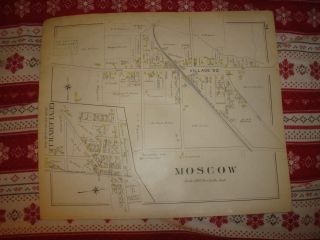 Antique Caledonia Conesus Moscow Livingston County New York Map Fish