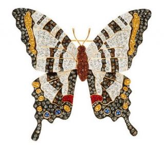 Joan Rivers Pave Zebra Swallowtail Butterfly Brooch —