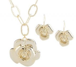 Susan Graver Signature Rose Necklace and Earring Set —