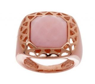 Veronese 18K Clad Faceted Pink Opal Cushion Ring   J271871