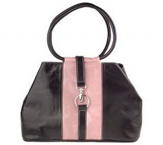 Jana Feifer Leather Round Handle Stripe Handbag —